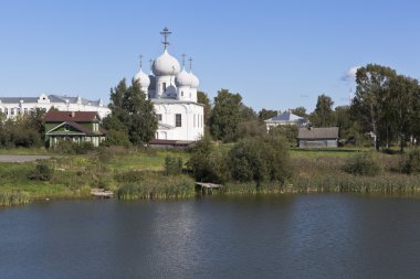 Sigarasız, iç avlu Belozersky Kremlin. Başkalaşım katedralde Belozersk kasaba, Vologda Region, Rusya Federasyonu