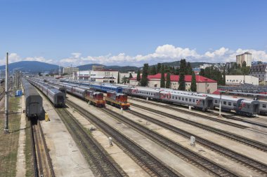 Demiryolu, taşıma Merkez İstasyon Adler, Soçi, Krasnodar bölgesi, Rusya Federasyonu