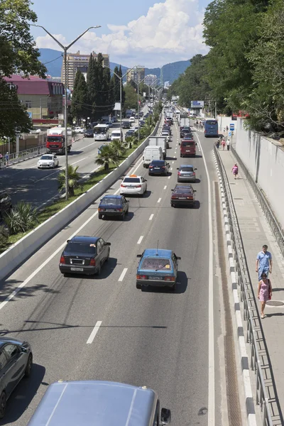 Vista dall'alto passaggio pedonale su Lenin Street Adler, Sochi — Foto Stock