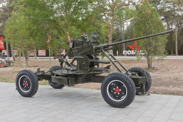 Sevastopol Crimeia Julho 2020 Arma Antiaérea Automática Soviética Modelo 1939 — Fotografia de Stock