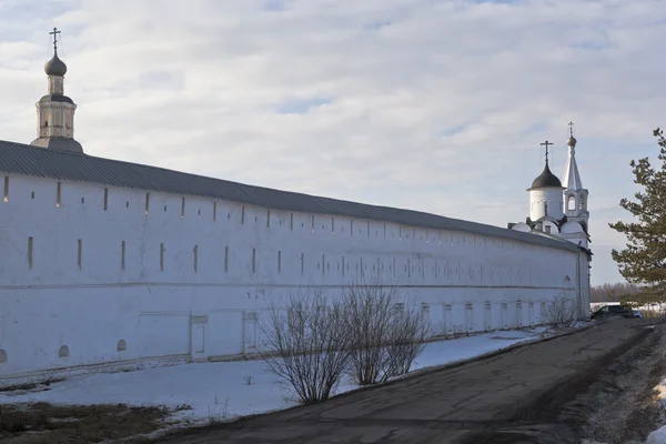 Vista Sobre Muro Igreja Porta Ascensão Mosteiro Spaso Prilutsky Vologda — Fotografia de Stock