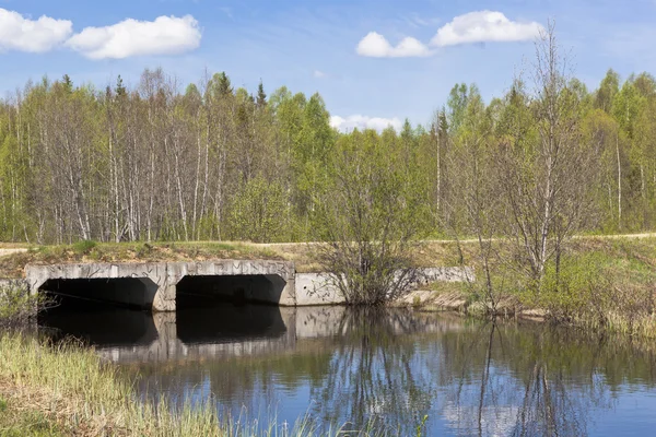 Betonarme Kanal Verhovazhskom Bölge Vologda Region Rusya Federasyonu Içinde Yapılmış — Stok fotoğraf