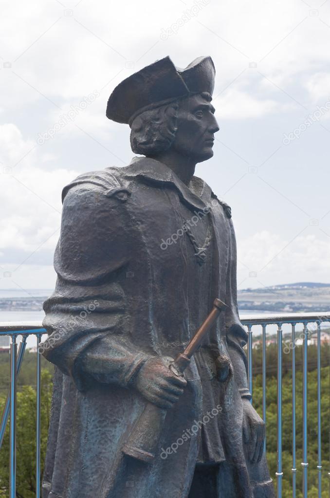 Christopher Columbus monument in the maritime museum Safari Park resort town Gelendzhik, Krasnodar region, Russia