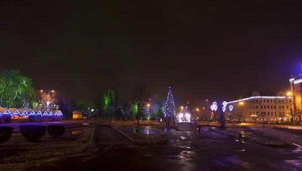 Vologda Ryssland Januari 2014 Nyår Revolution Square City Vologda Natten — Stockfoto