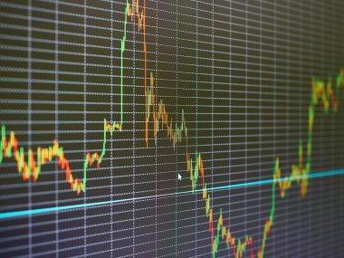 Hisse senedi grafiği, grafik siyah arka plan üzerinde.