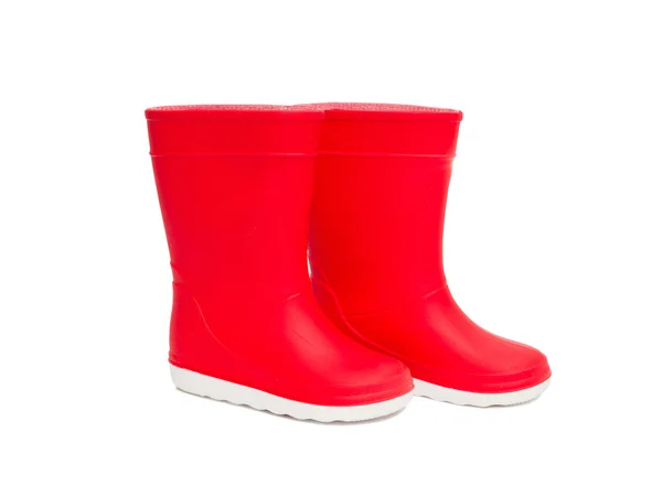 빨간 rainboots 격리입니다. 아이 들을 위한 고무 장화. — 스톡 사진