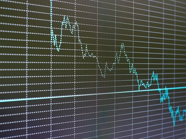 Tőzsdei diagram, grafikon-fekete háttér. — Stock Fotó