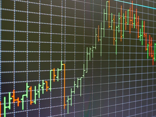 Grafico di borsa, grafico su sfondo nero . — Foto Stock