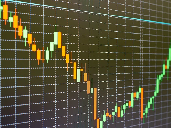 Stock market chart, graph on black background. — Stock Photo, Image