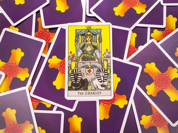 Tarotové karty Tarot, karty kočár — Stock fotografie