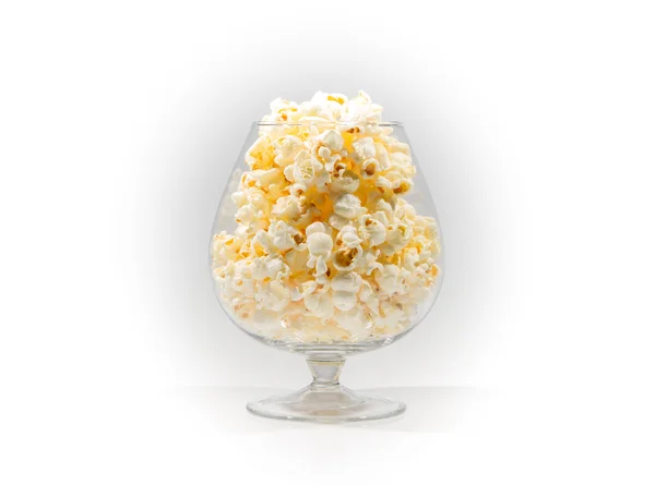 Velké sklo popcornu — Stock fotografie