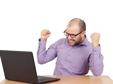 işadamı gömlek ve gözlük Bıyıklı Kel