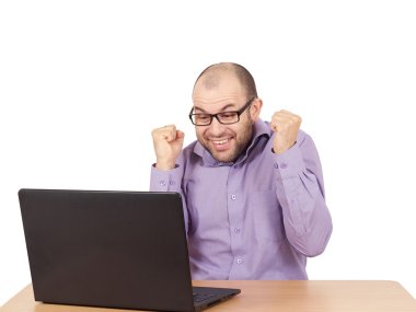 işadamı gömlek ve gözlük Bıyıklı Kel