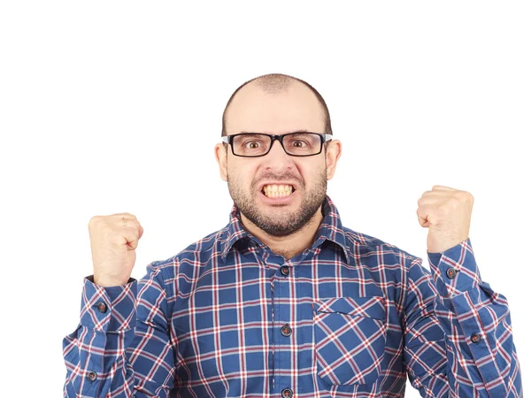 Homme chauve en colère dans des lunettes . — Photo