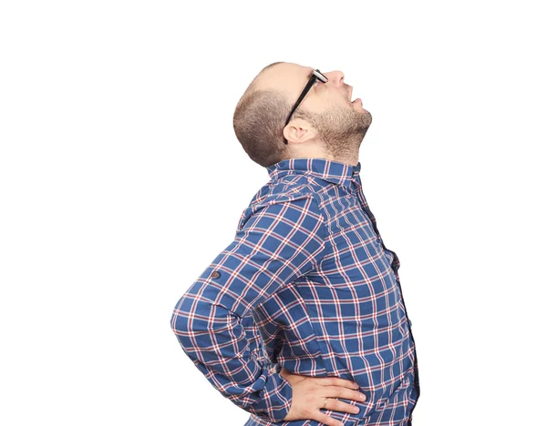 Kaukasischer Mann mit starken Rückenschmerzen — Stockfoto