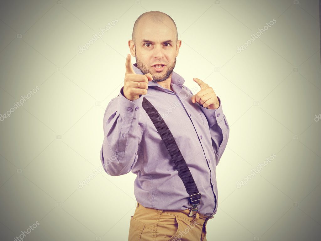 Divertido arrogante hombre calvo con barba — foto de stock ... Indkørsel inspiration