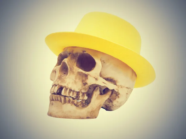 Crâne dans le chapeau jaune — Photo