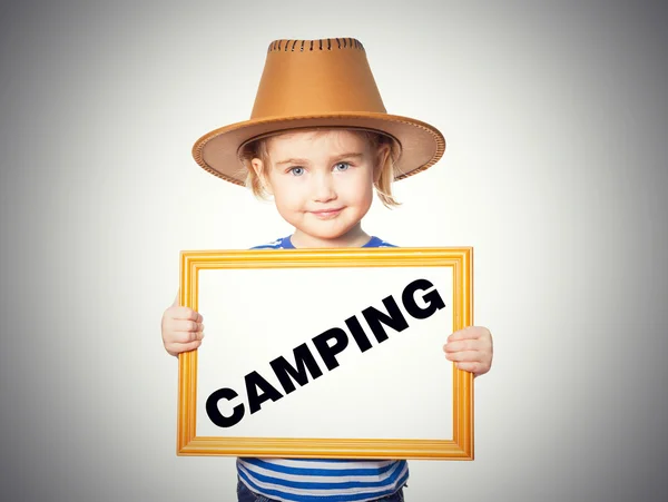 Tábla. Szöveg Camping. — Stock Fotó