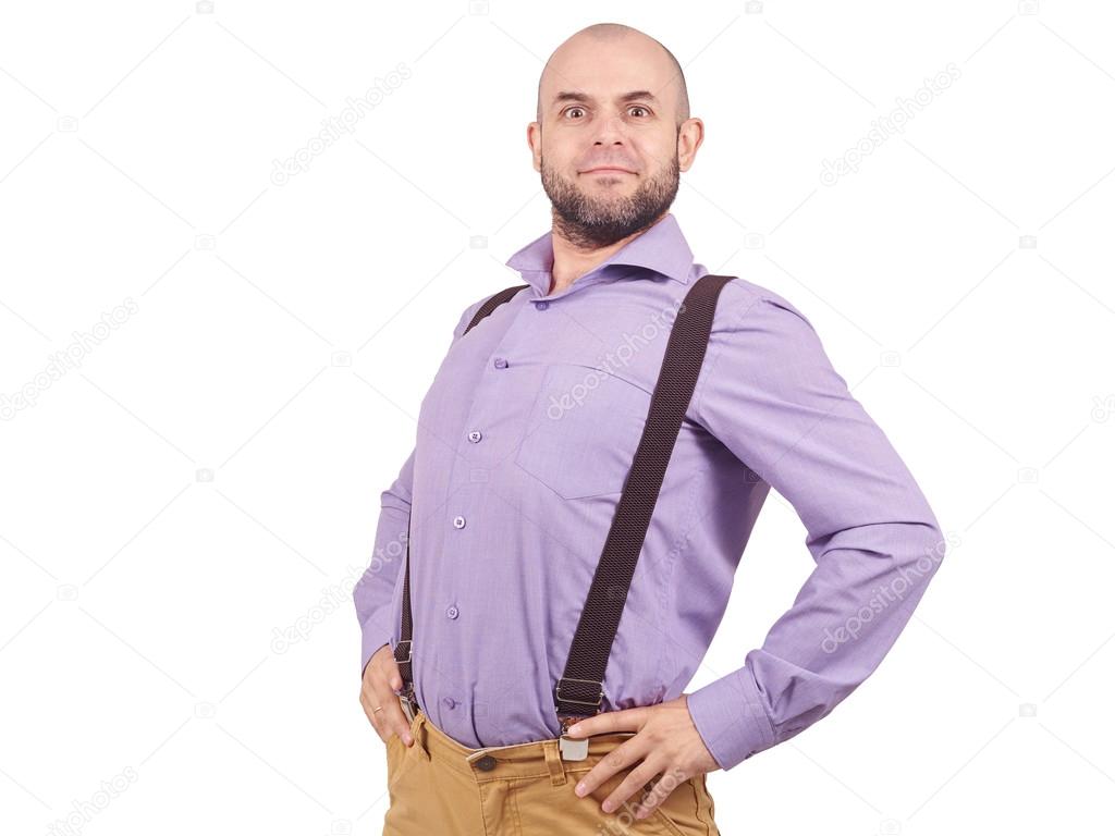 Divertido arrogante hombre calvo con barba — foto de stock ... Indkørsel inspiration