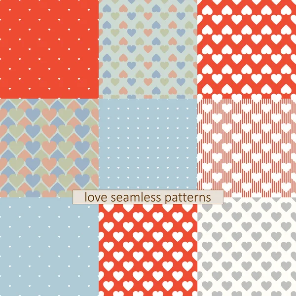 Establecer el amor patrones sin costura — Archivo Imágenes Vectoriales