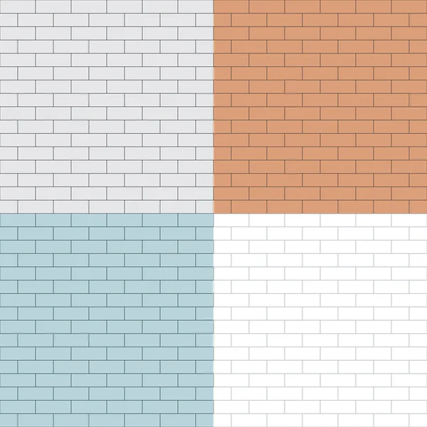 Set de pared de ladrillo plano blanco sin costuras — Vector de stock