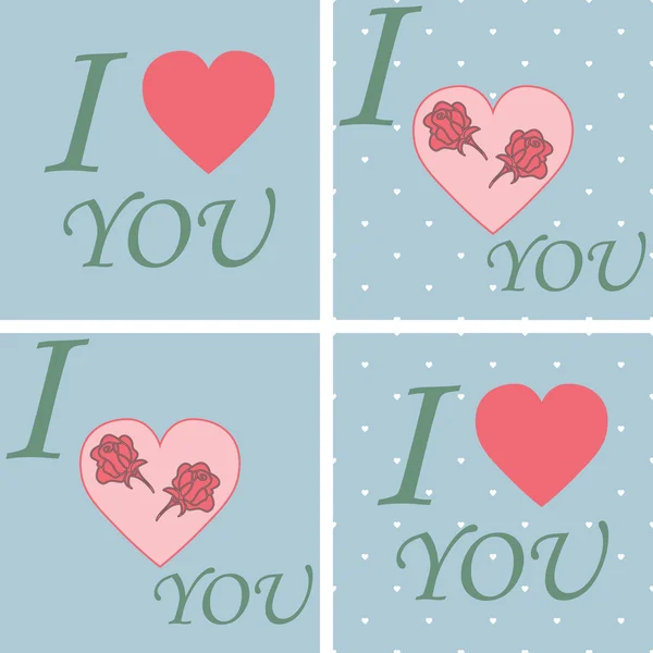 Imposta LOVE Happy Valentines Day Card, Tipo di carattere — Vettoriale Stock