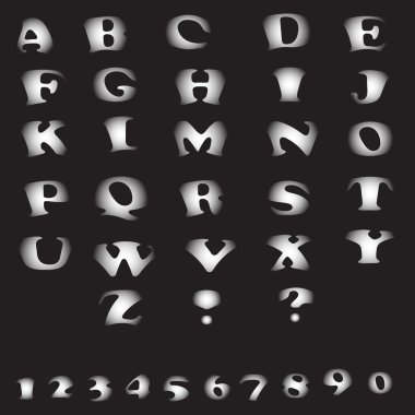 Renkli alfabe ve sayı kümesi.