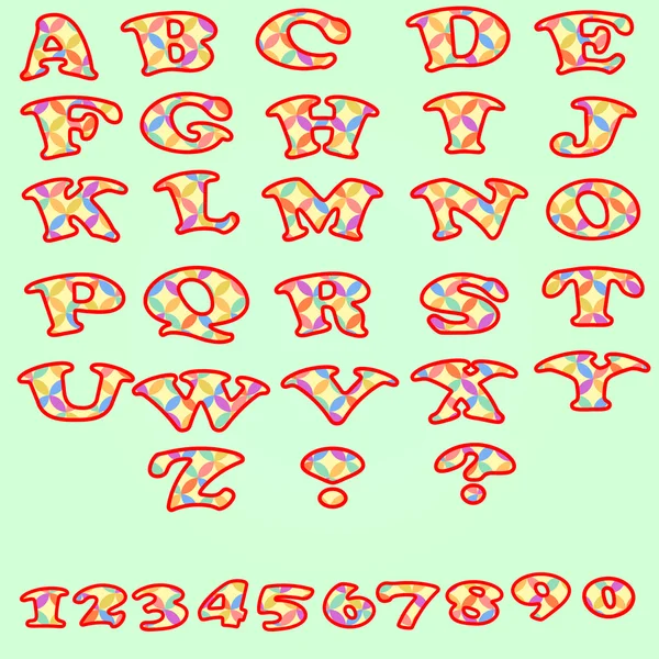 Set of colorful alphabet and numbers. — Stock Vector