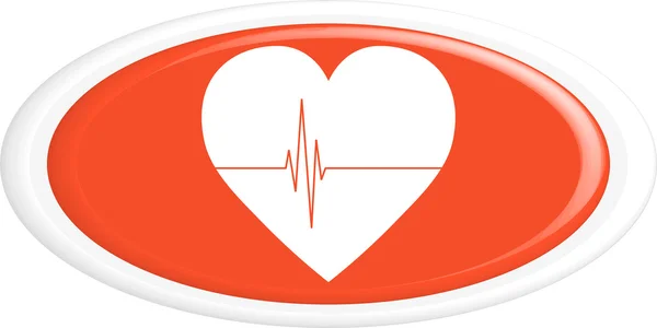 Bouton Pouls de l'étiquette cardiaque. La forme ronde. 3D. Illustration vectorielle . — Image vectorielle