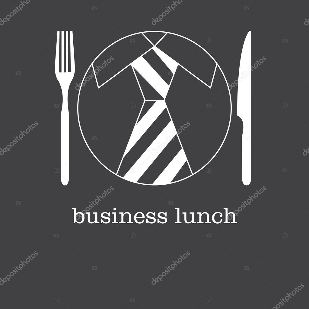 Logo, icon business lunch. Striped tie in a circle.