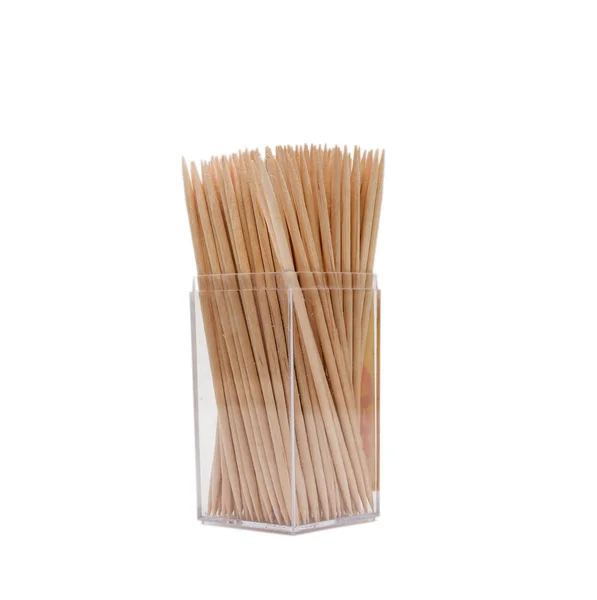 Wooden toothpicks in a box — Stock Photo, Image