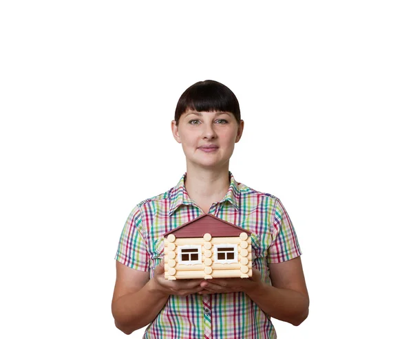 Girl holding a house — Stock Photo, Image