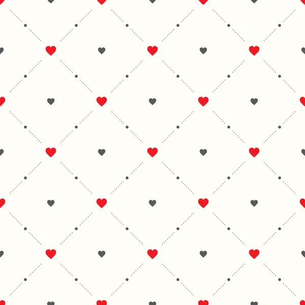 Seamless geometric pattern with hearts. — Stock Vector