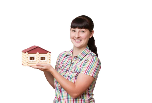 Young woman holding home — Stock Photo, Image