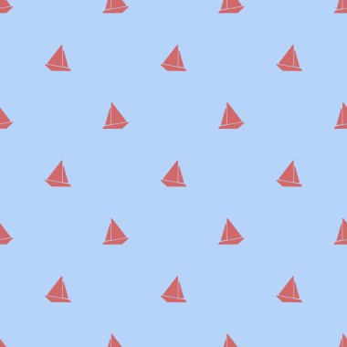 Deniz desen arka planda küçük yelkenli tekne ile. Tex