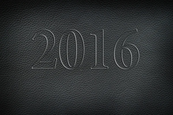 Textuur verfrommeld van oude zwart leer. Nieuwjaar 2016. — Stockfoto