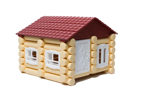 Model wooden houses made of logs are isolated. — Stock Photo, Image