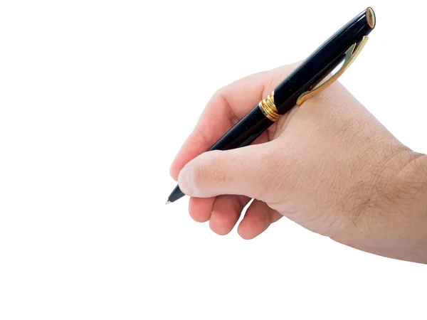Мужская рука с ручкой — стоковое фото