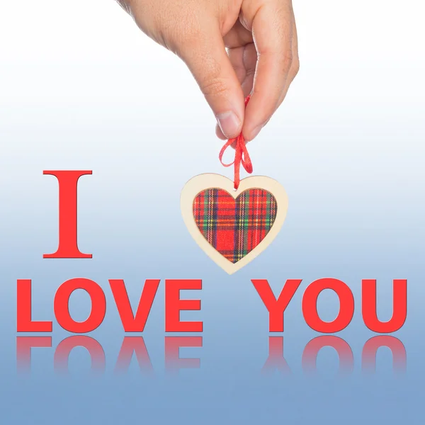 Hand with  heart and  word I love you — Stock Photo, Image