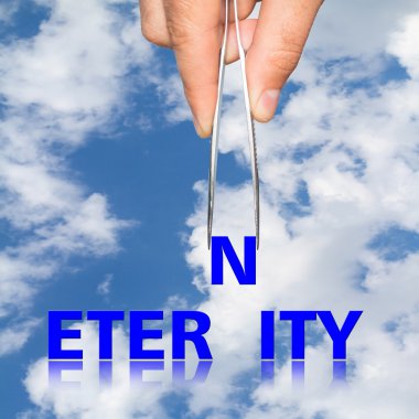 hand with the forceps and the word eternity clipart