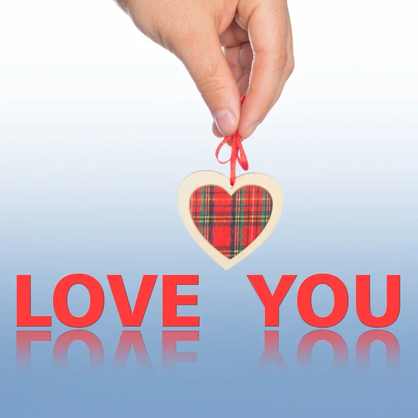 Hand with  heart and  word love you — Stock Photo, Image