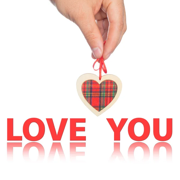 Hand with  heart and  word love you — Stock Photo, Image