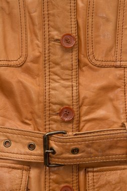 Eski püskü kahverengi deri ceket doku.