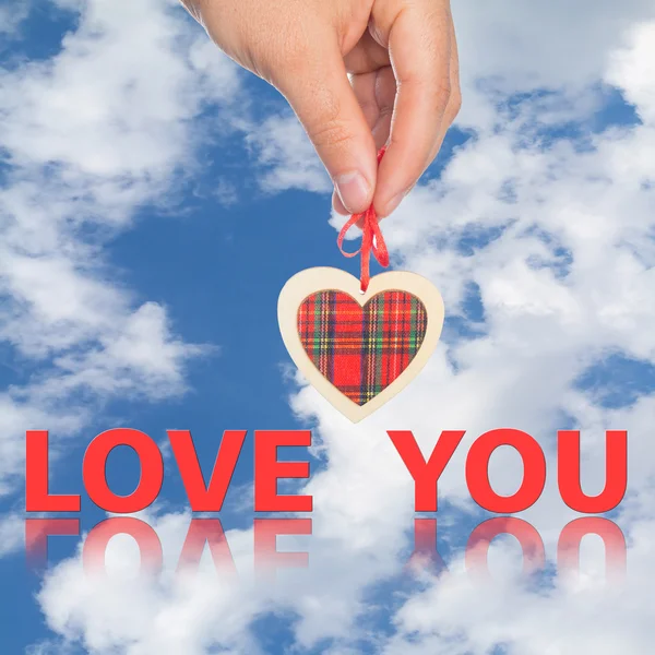 Hand with  heart and  word love you — Stock Photo, Image