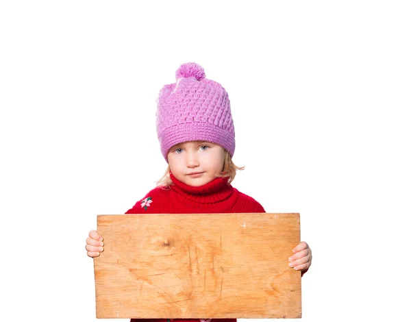 Niña sosteniendo Junta de texto . — Foto de Stock