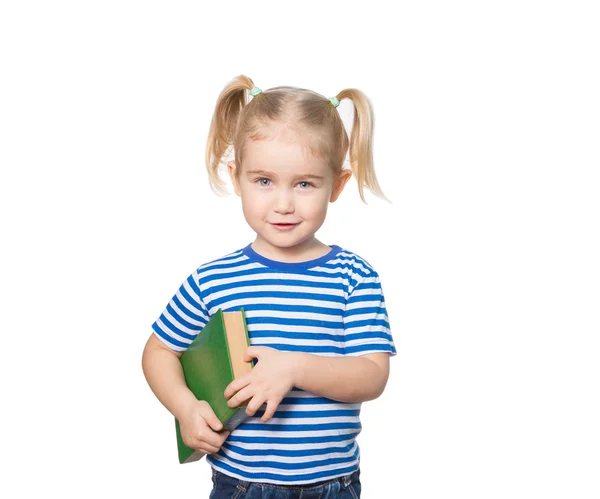 Pequeña chica divertida con libros . — Foto de Stock