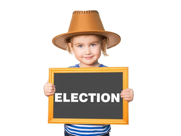 With blackboard. Text ELECTION. — Stock Photo, Image