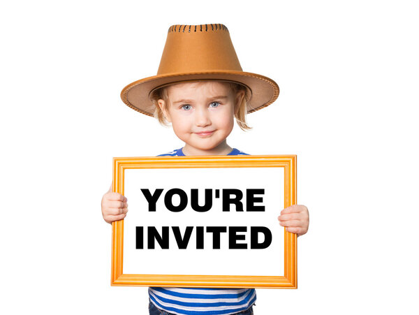 доска. Text YOU 're INVITED
