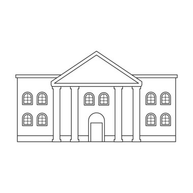 Vahşi batı binası vektör simgesi. Dış hat vektör simgesi beyaz arka planda izole edilmiş. Vahşi batı binası..