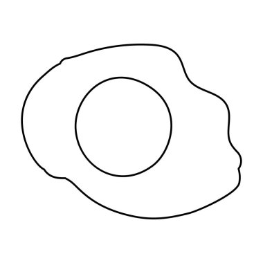 Kızarmış yumurta vektör simgesi. Taslak vektör simgesi beyaz arka planda izole edilmiş..